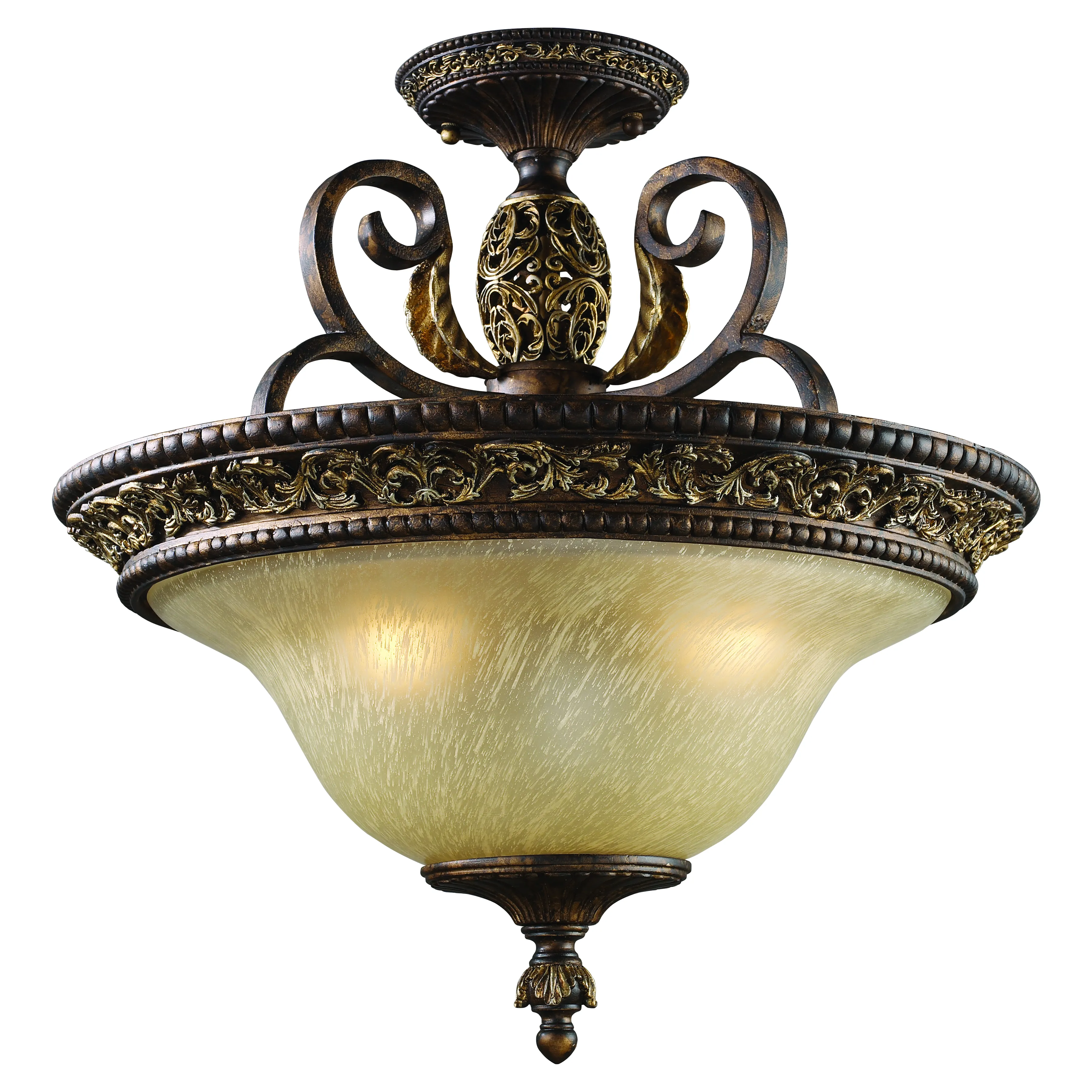 Regency 19" Wide 3-Light Semi Flush Mount - Burnt Bronze