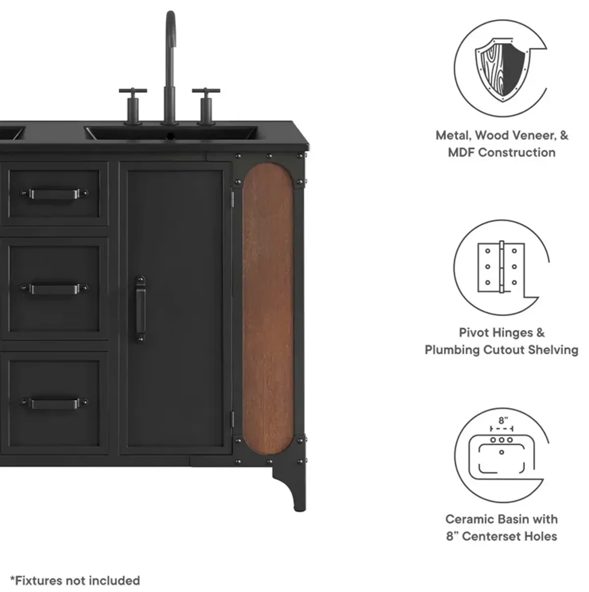 Steamforge 48" Double Sink Bathroom Vanity