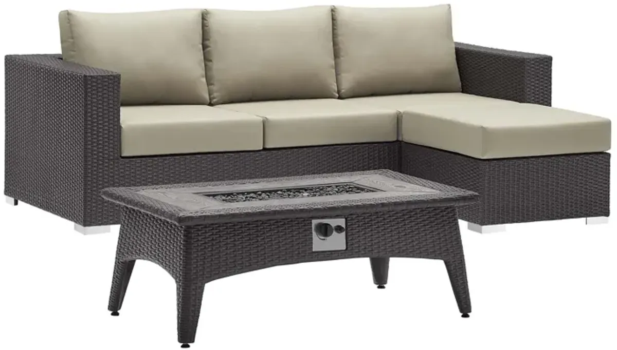 Convene 3 Piece Set Outdoor Patio with Fire Pit