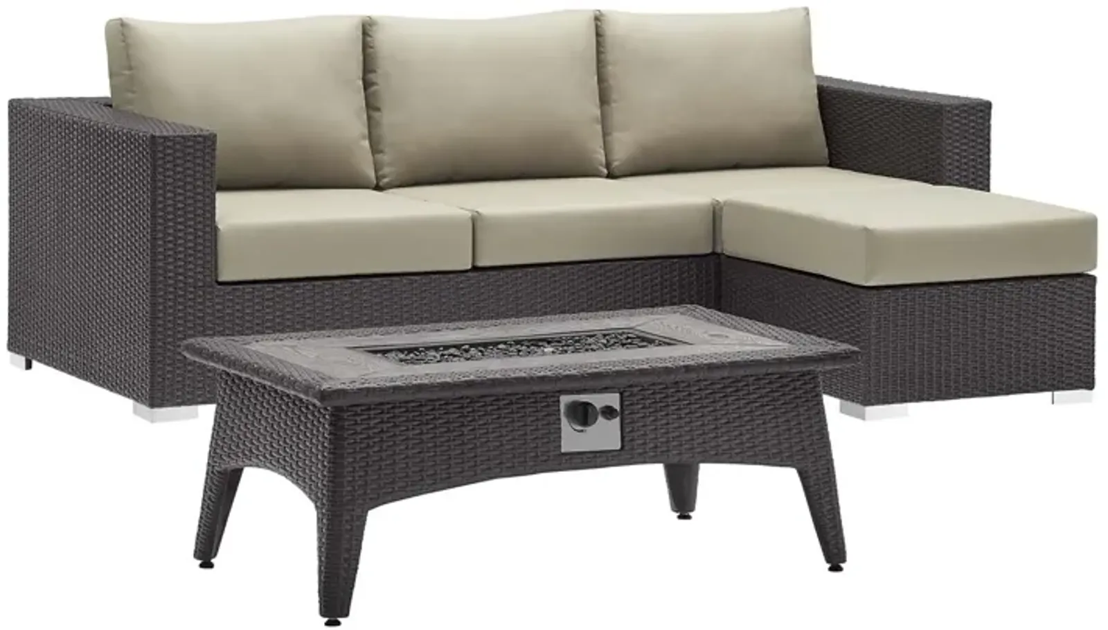 Convene 3 Piece Set Outdoor Patio with Fire Pit