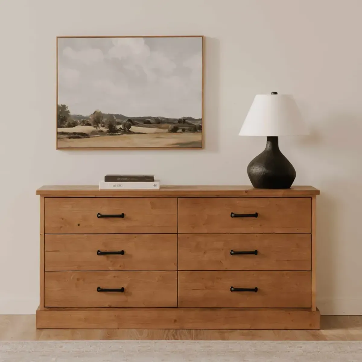 Tade 6 Drawer Dresser Honey Pine