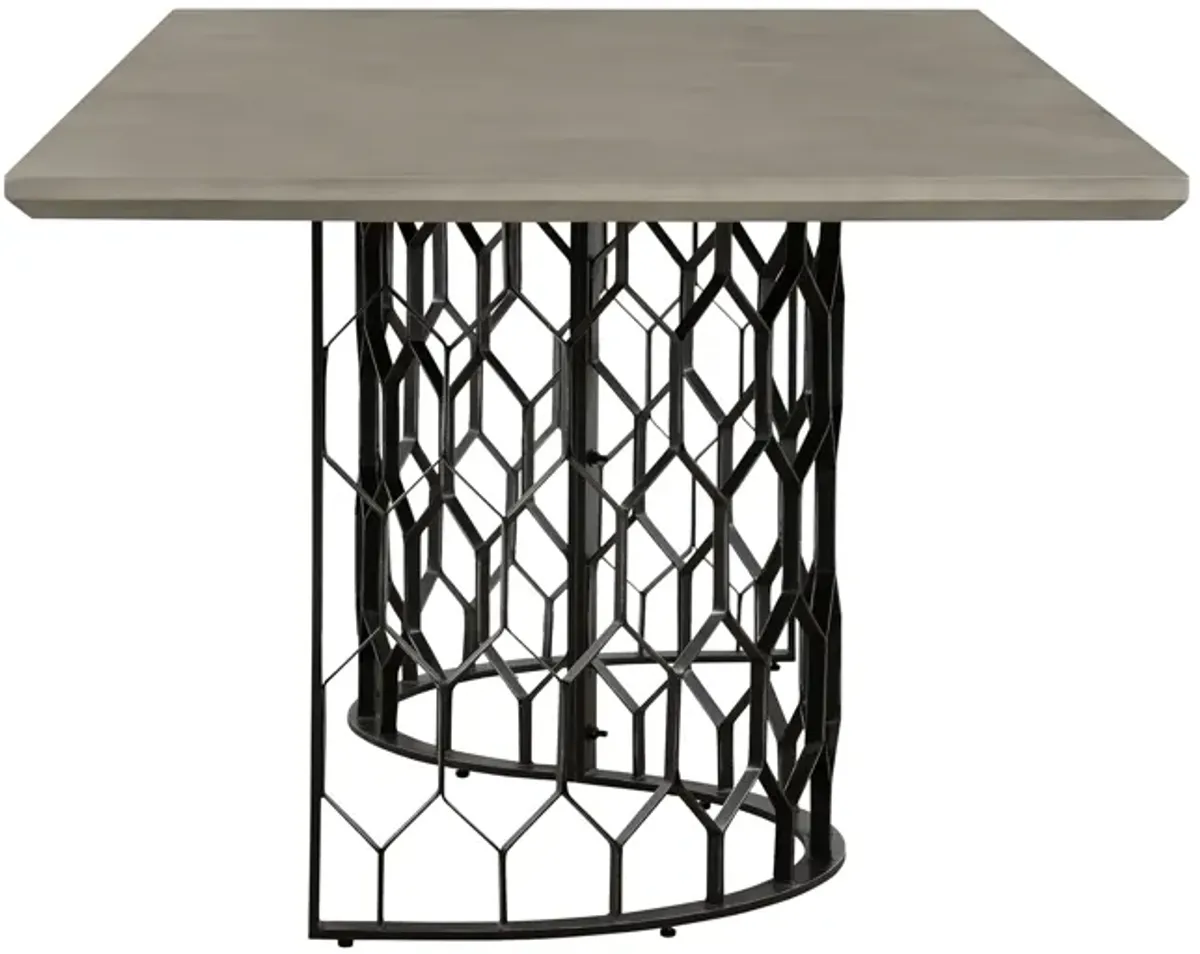 Solange Concrete and Black Metal Rectangular Dining Table