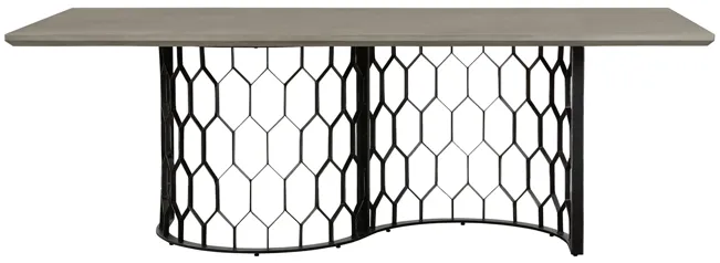 Solange Concrete and Black Metal Rectangular Dining Table