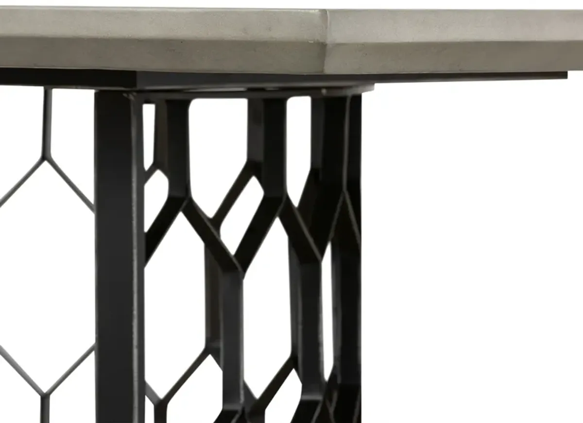 Solange Concrete and Black Metal Rectangular Dining Table