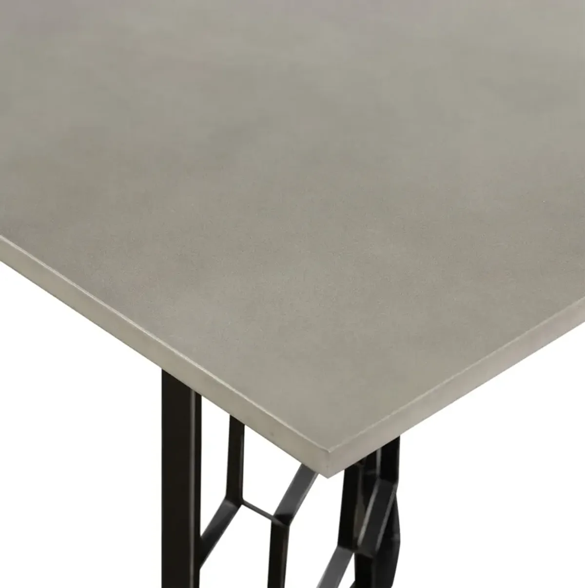 Solange Concrete and Black Metal Rectangular Dining Table