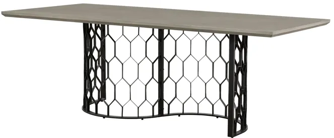 Solange Concrete and Black Metal Rectangular Dining Table