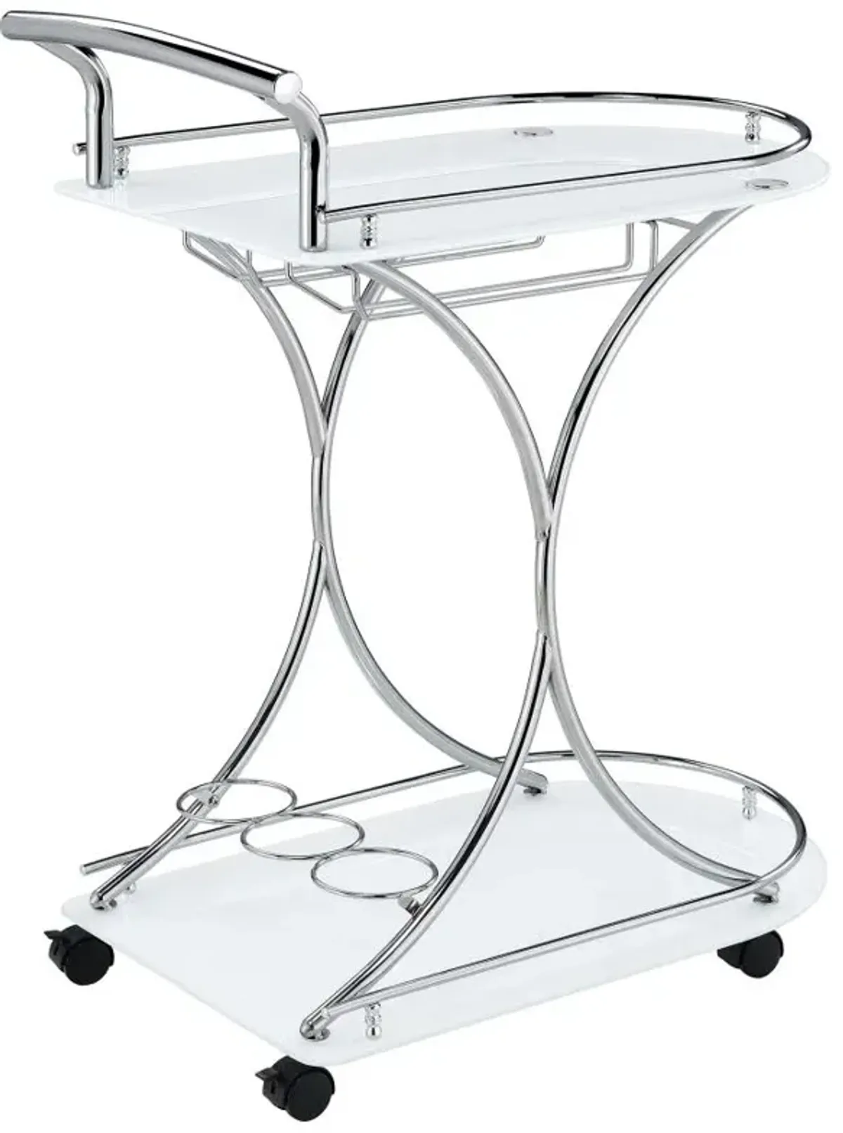 Elfman 2-shelve Serving Cart Chrome and White