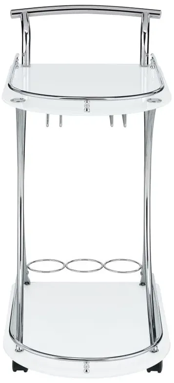 Elfman 2-shelve Serving Cart Chrome and White