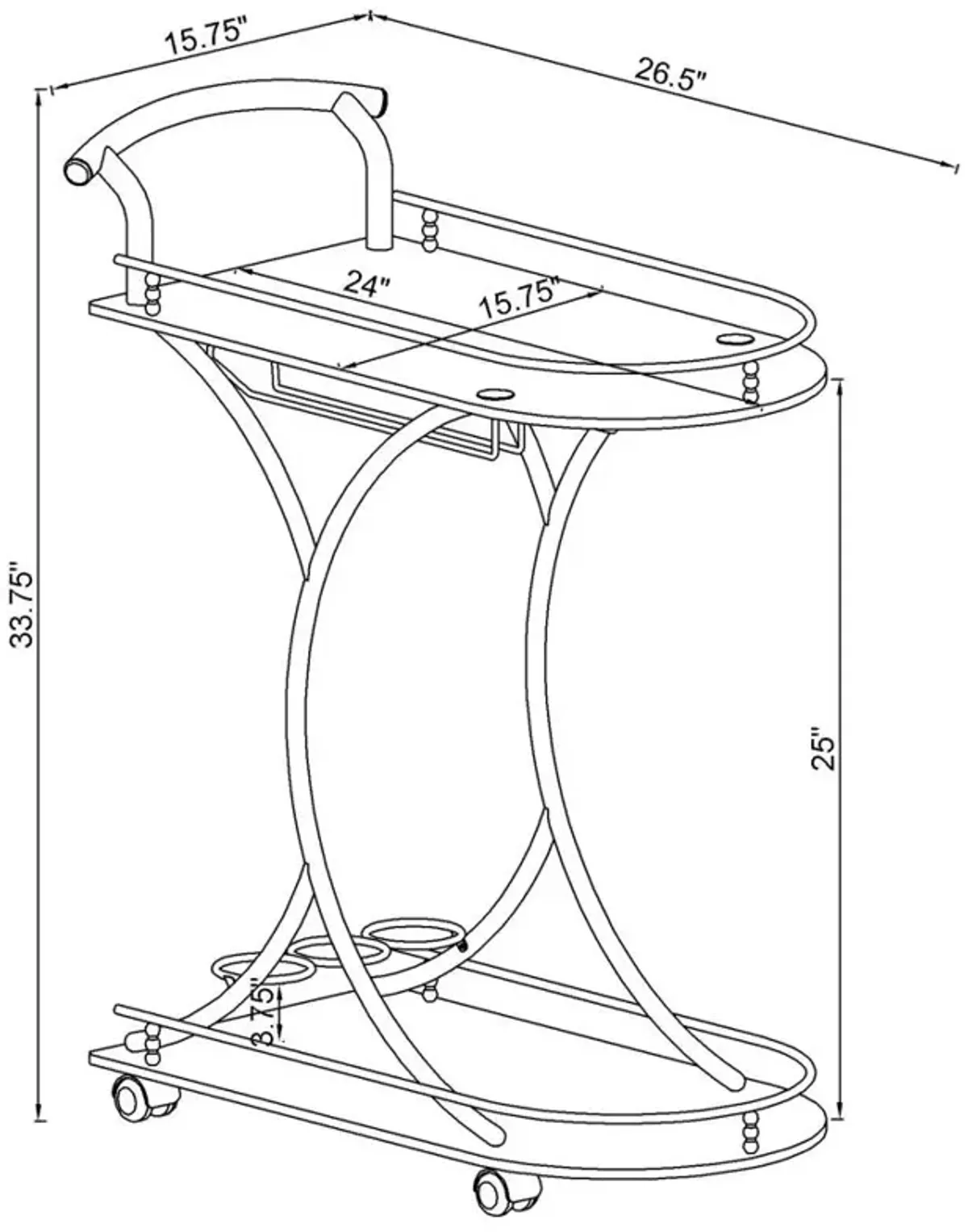 Elfman 2-shelve Serving Cart Chrome and White