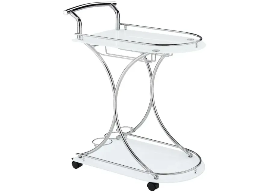 Elfman 2-shelve Serving Cart Chrome and White