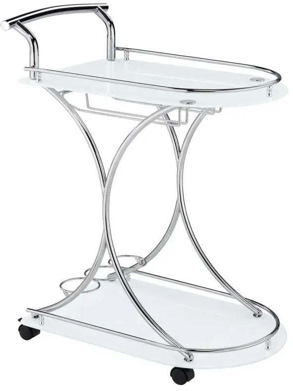 Elfman 2-shelve Serving Cart Chrome and White