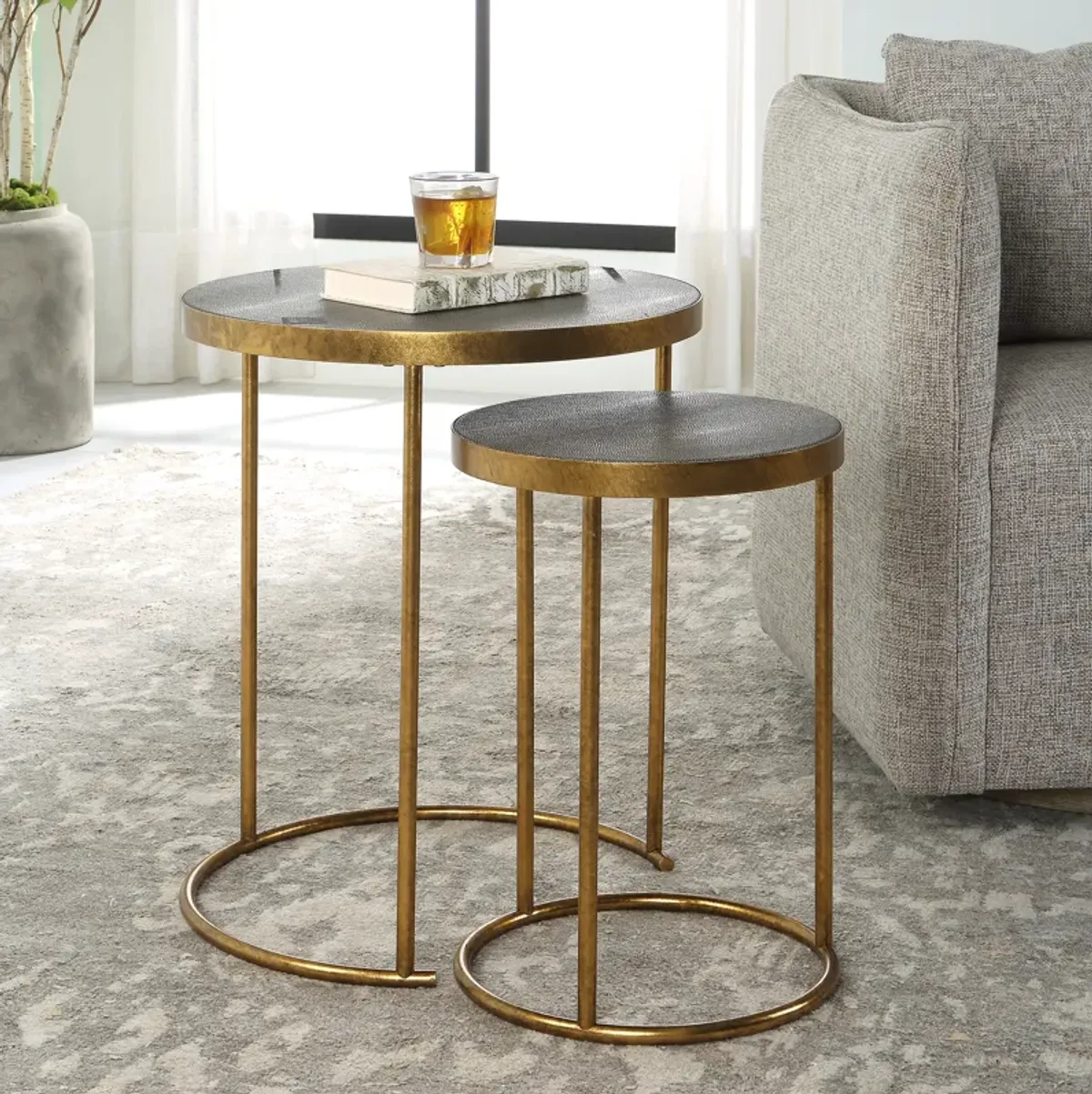 Aragon Brass Nesting Tables, S/2