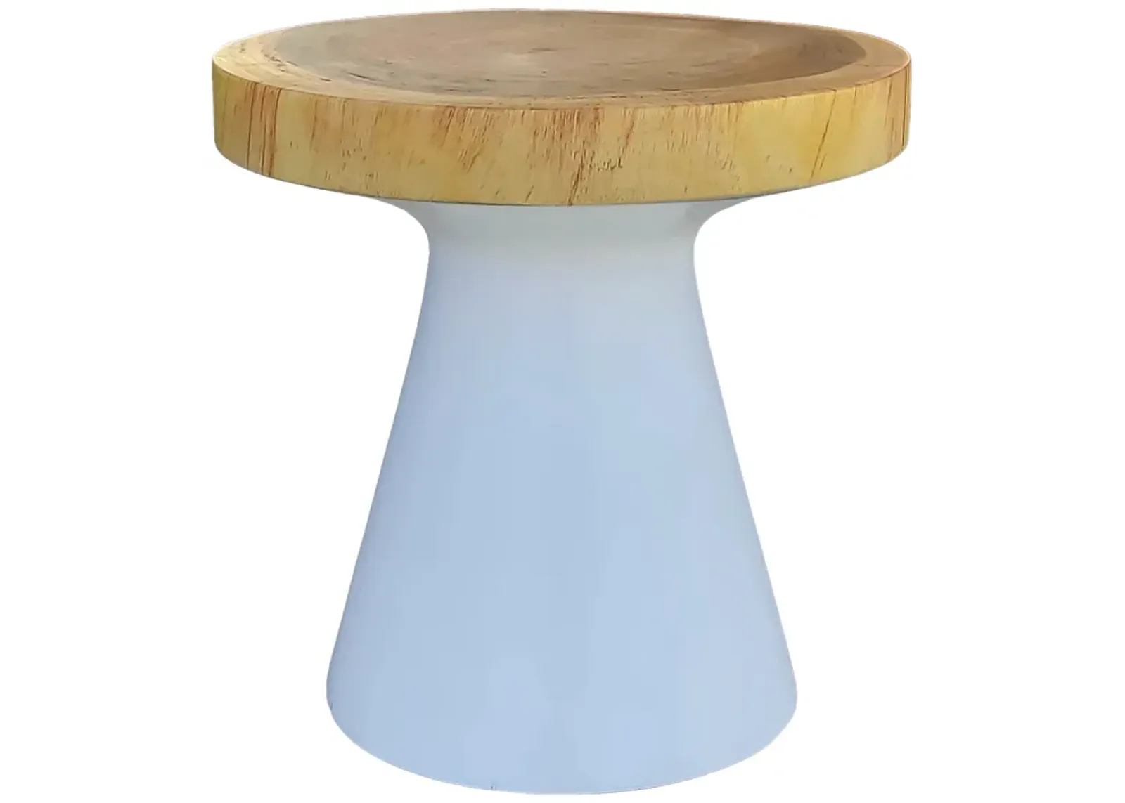 Wood, 16" Accent Table With White Base, Natural/wh