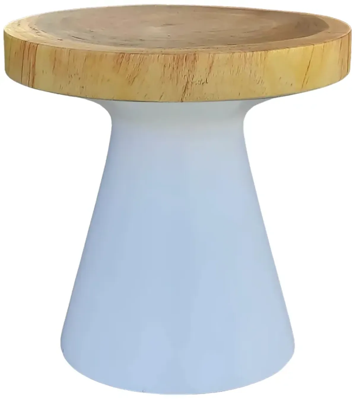 Wood, 16" Accent Table With White Base, Natural/wh