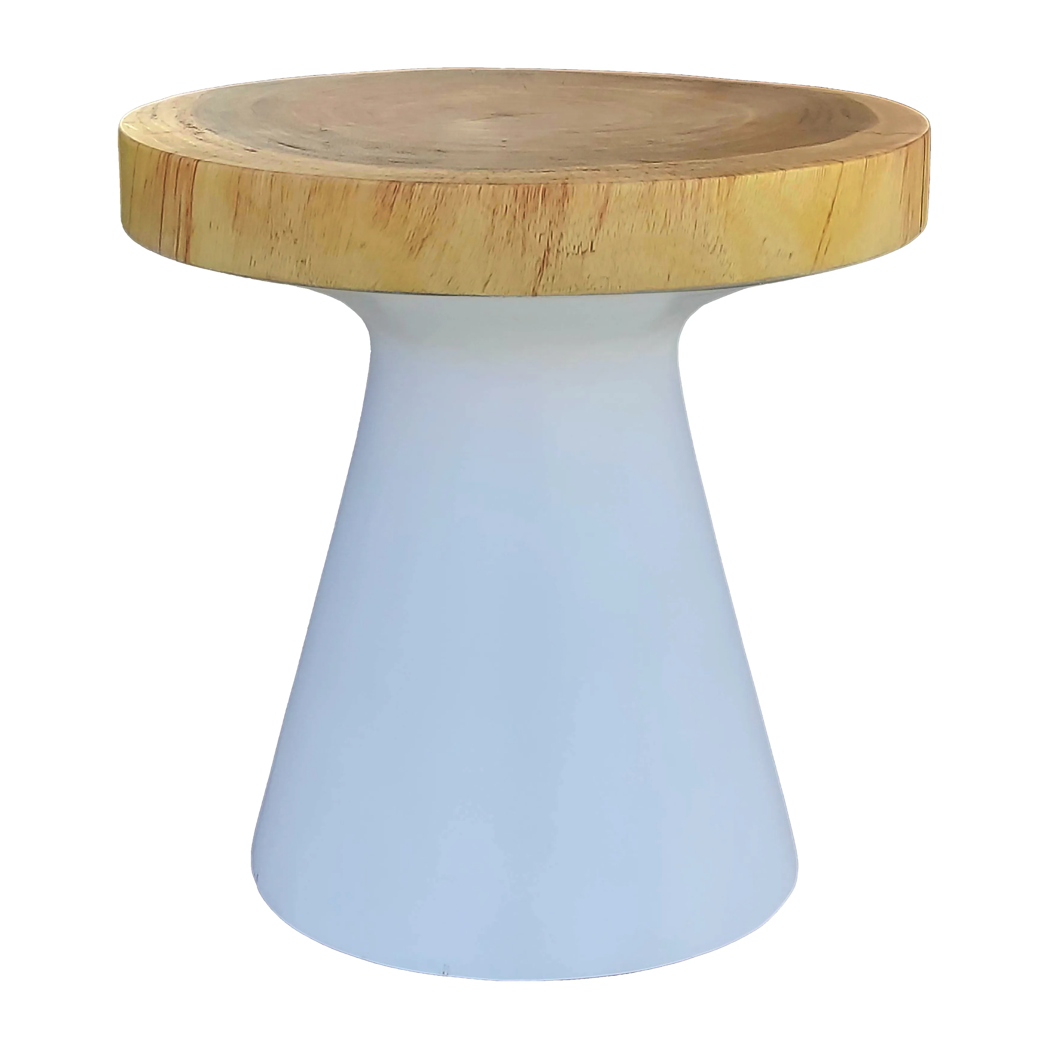 Wood, 16" Accent Table With White Base, Natural/wh