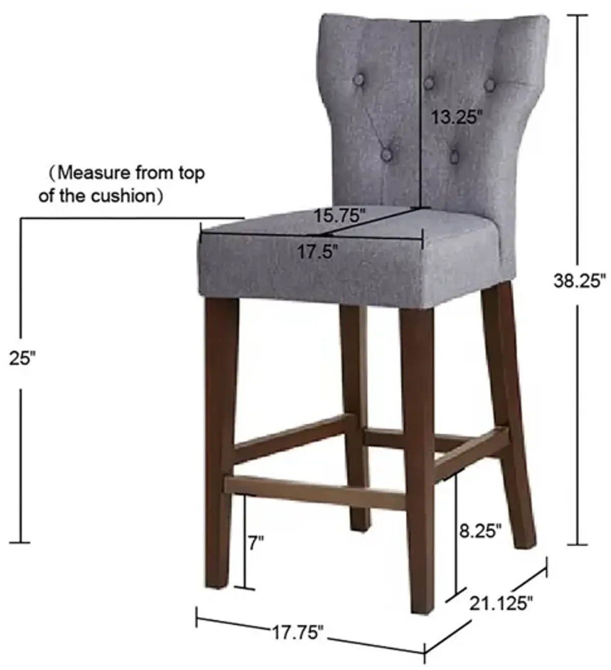 Madison Park Avila Grey Tufted Back Counter Stool