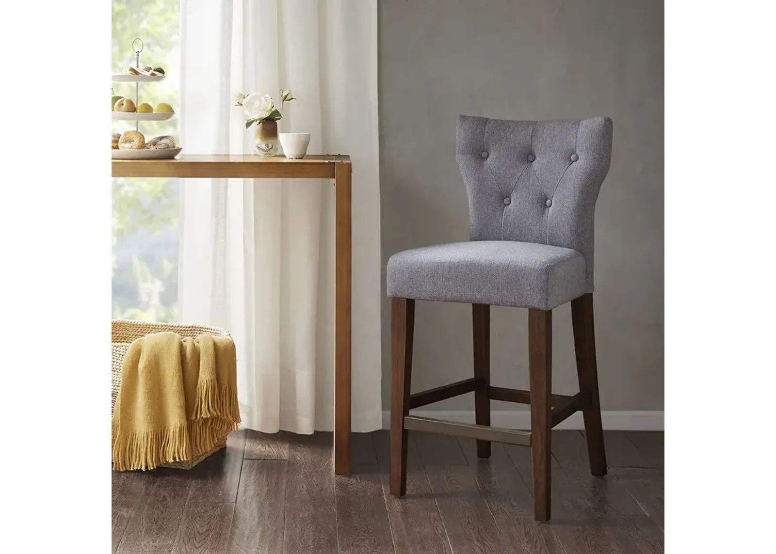 Madison Park Avila Grey Tufted Back Counter Stool