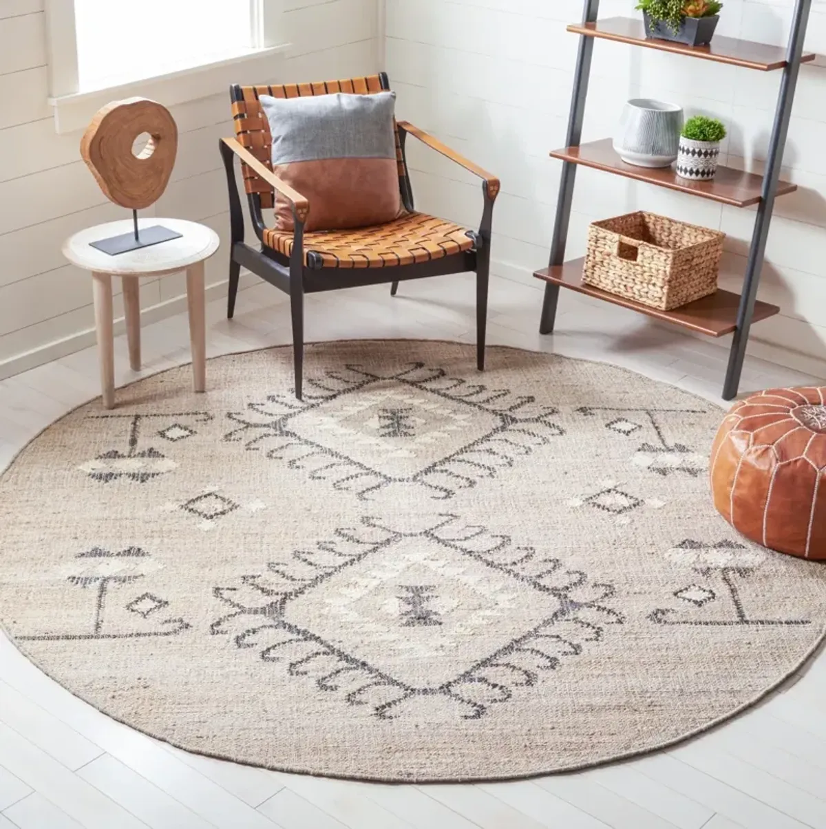 KILIM 762 GREY  3' x 3' Round Round Rug