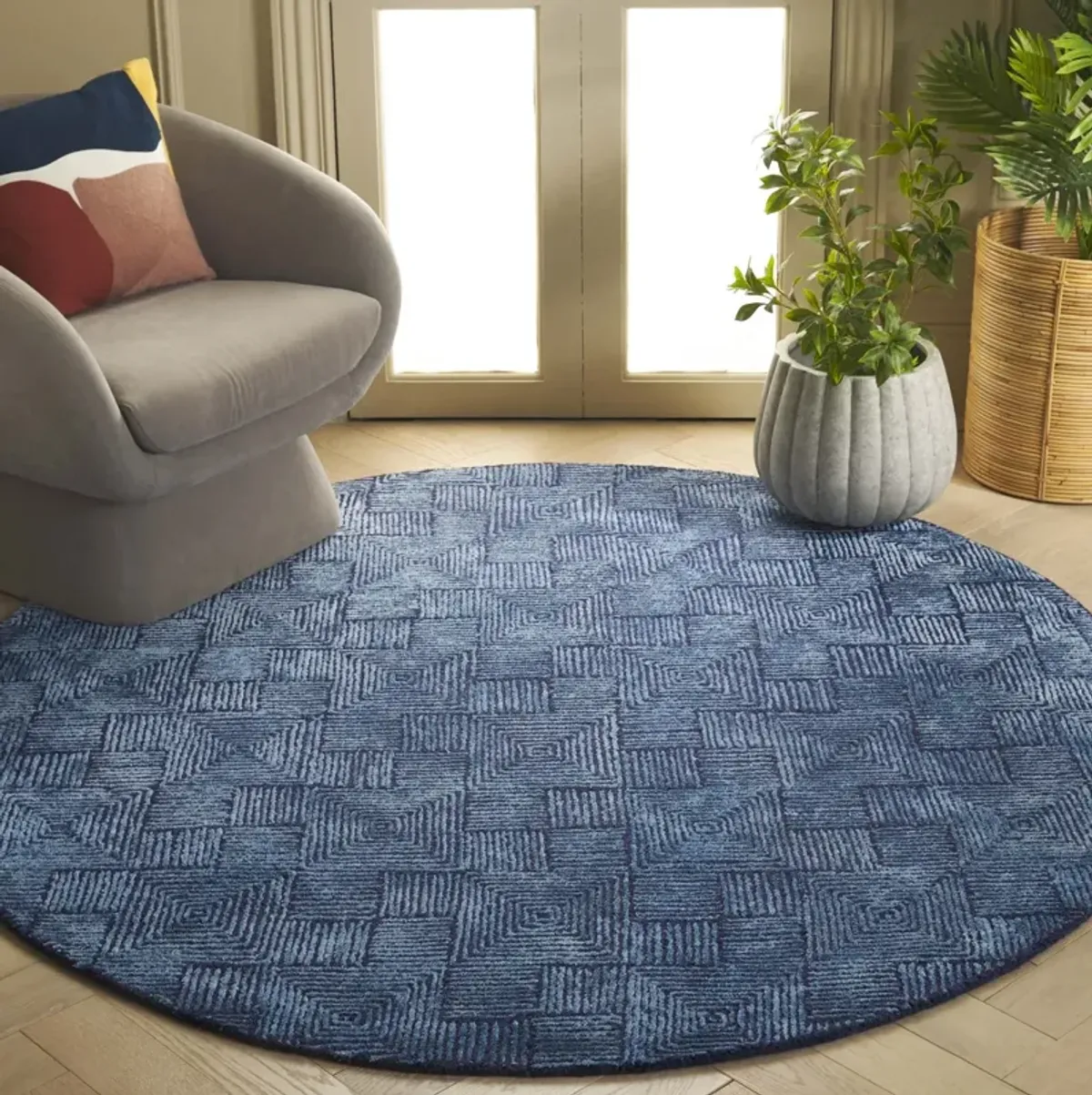 GLAMOUR 401 NAVY 6' x 6' Round Round Rug