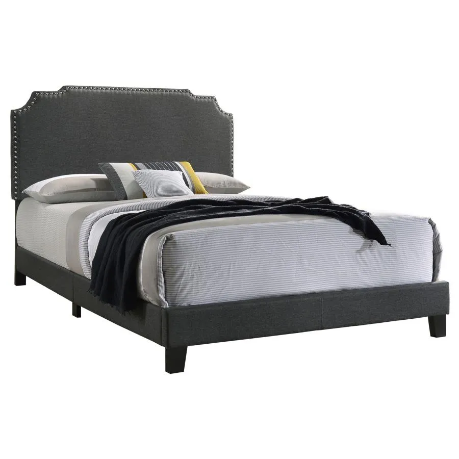 Tamarac Upholstered Nailhead Queen Bed Grey