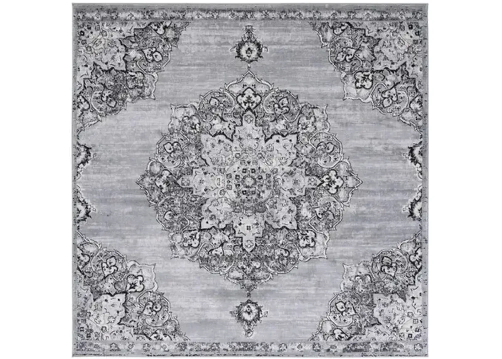 Brentwood 802 Silver / Black 6'-7" X 6'-7" Square Square Powerloomed Rug