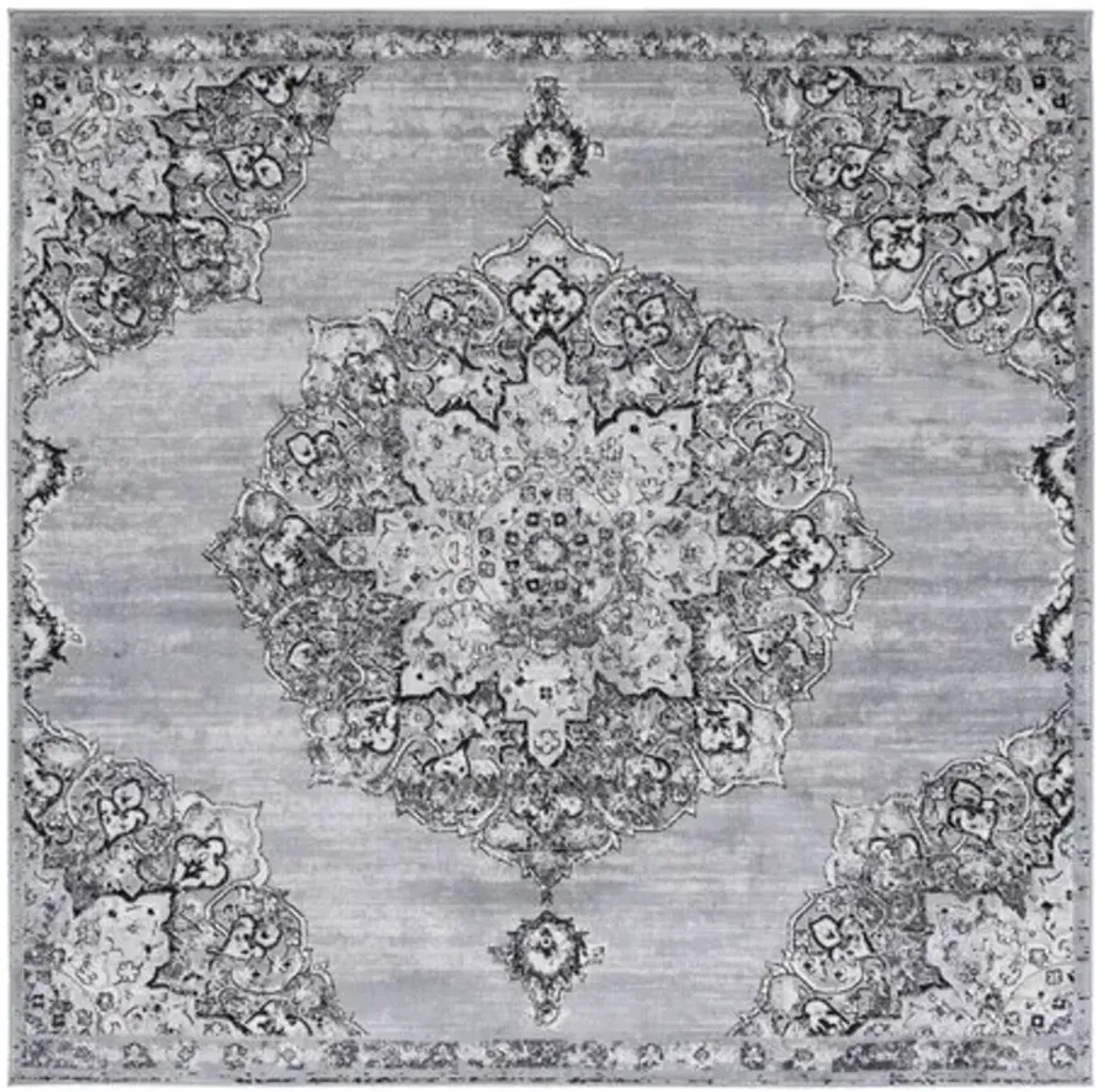 Brentwood 802 Silver / Black 6'-7" X 6'-7" Square Square Powerloomed Rug