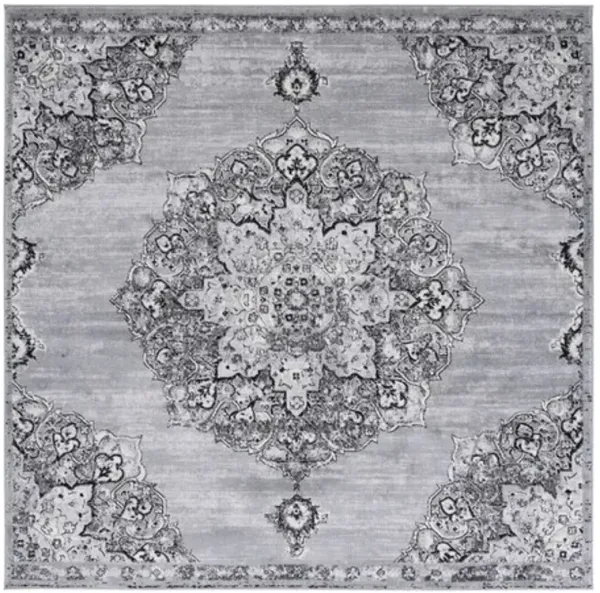 Brentwood 802 Silver / Black 6'-7" X 6'-7" Square Square Powerloomed Rug