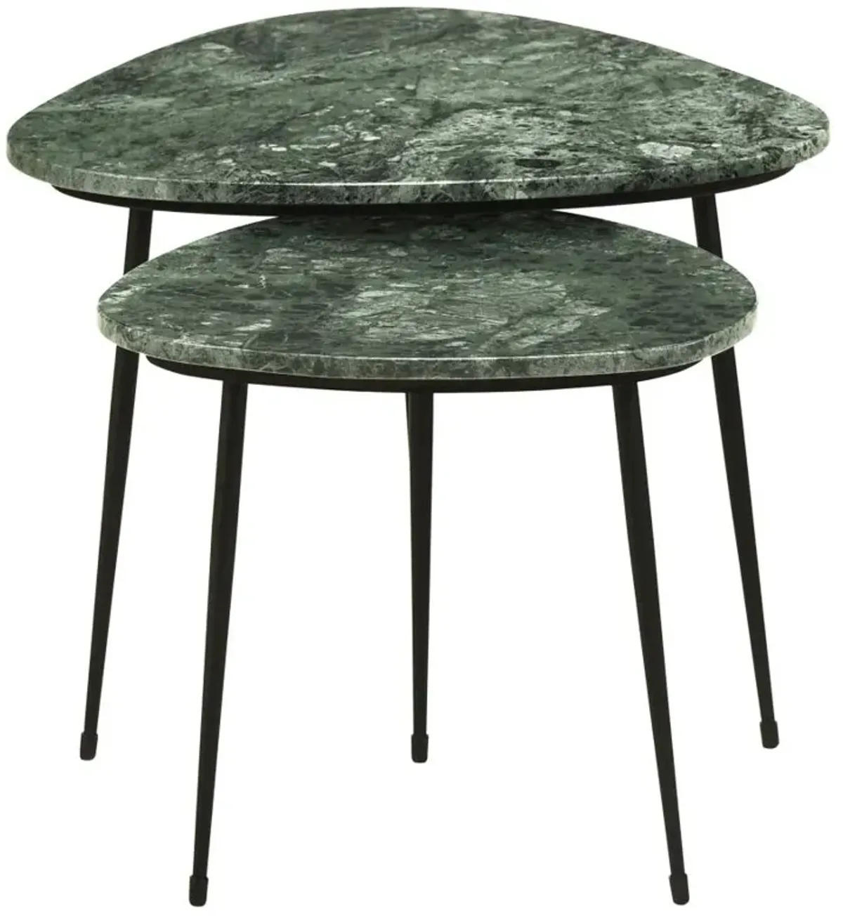 Tobias 2-piece Triangular Marble Top Nesting Table Green and Black