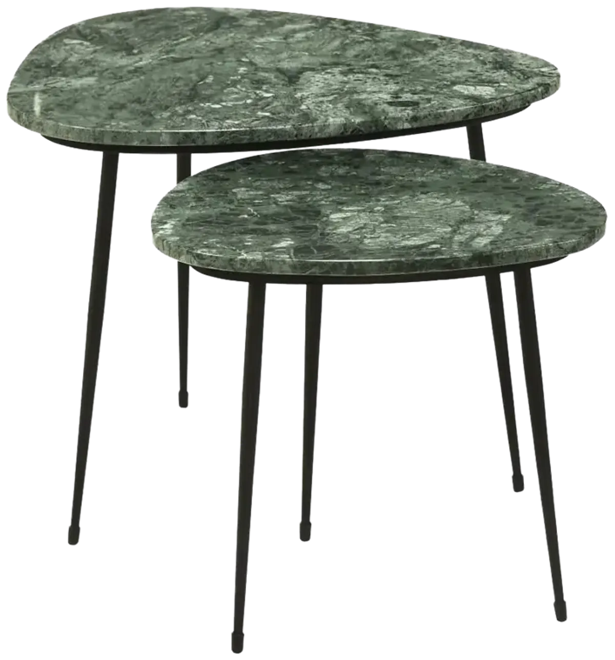 Tobias 2-piece Triangular Marble Top Nesting Table Green and Black