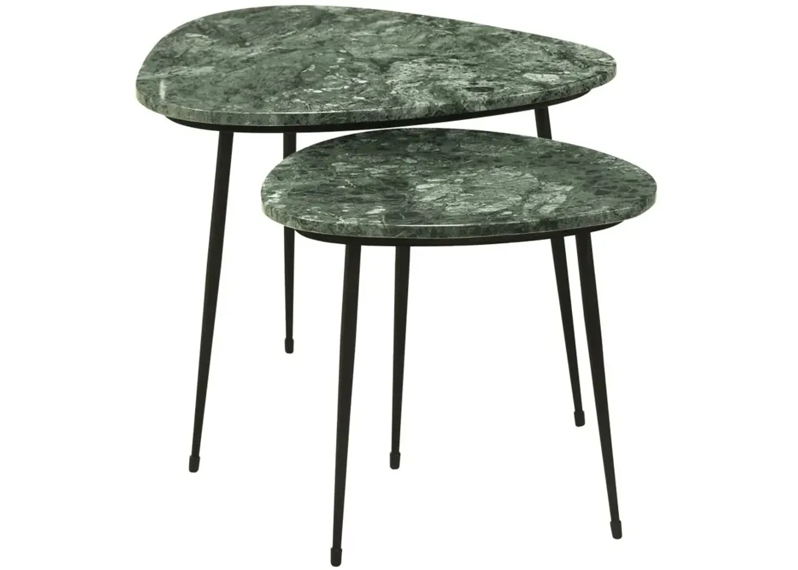 Tobias 2-piece Triangular Marble Top Nesting Table Green and Black