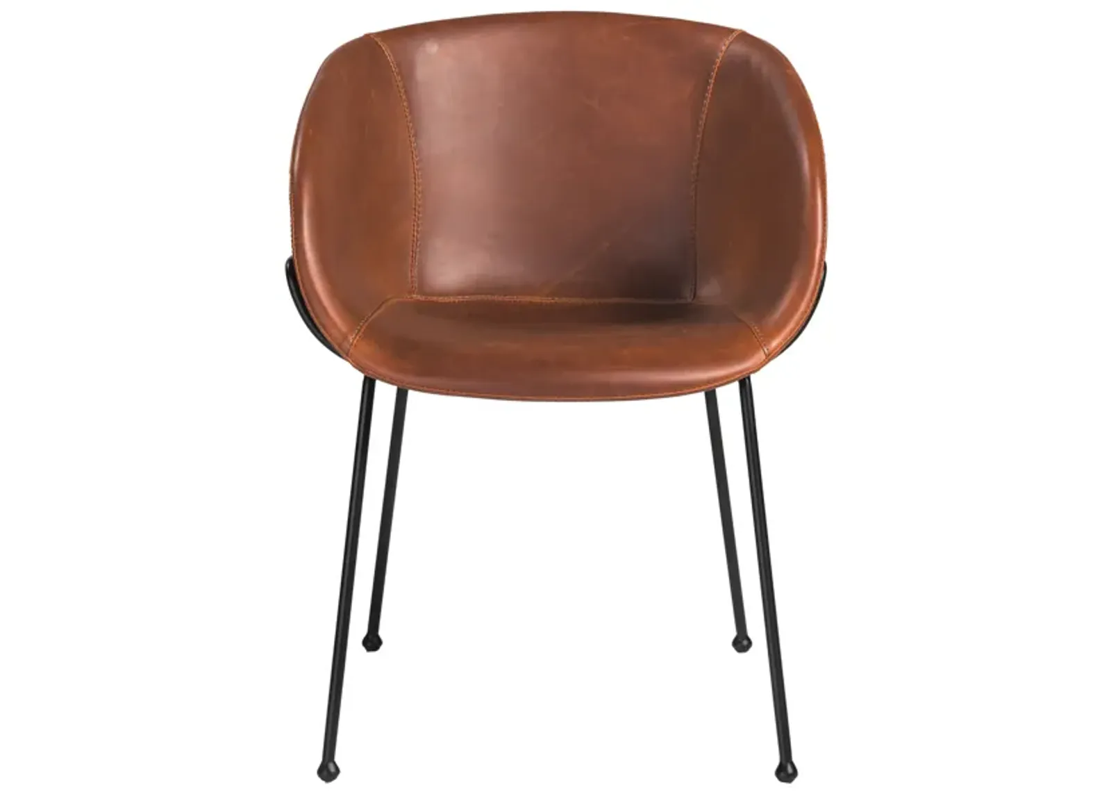 Zach Armchair with Dark Brown Leatherette and Matte Black Powder Coated Steel Frame and Legs - Set of 2