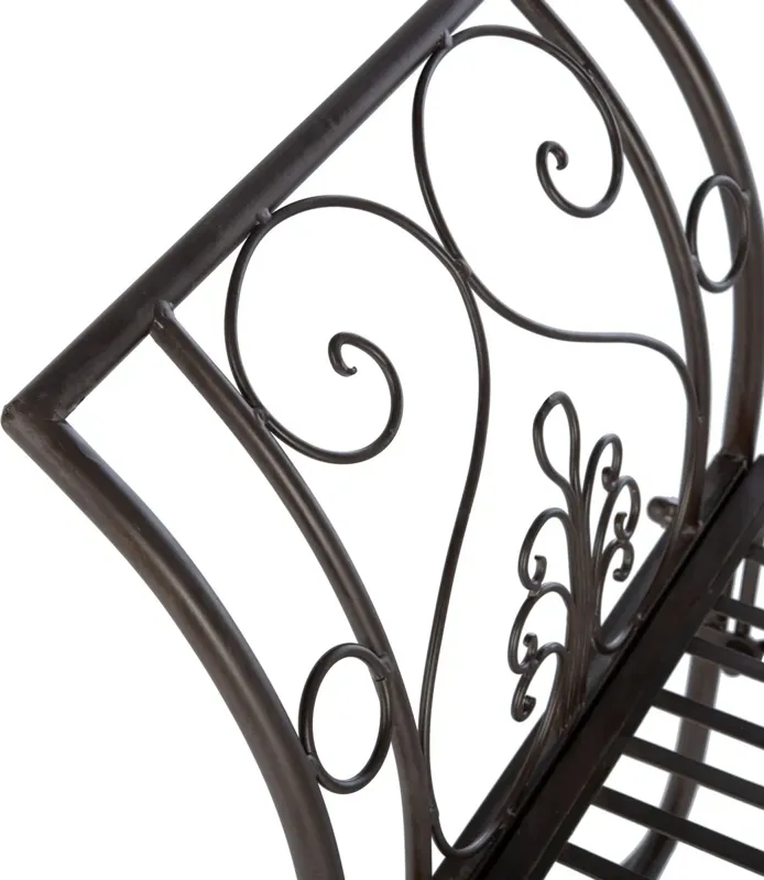 ADINA WROUGHT IRON 51.25 INCH W OUTDOOR GARDEN BENCH