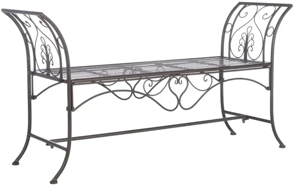 ADINA WROUGHT IRON 51.25 INCH W OUTDOOR GARDEN BENCH