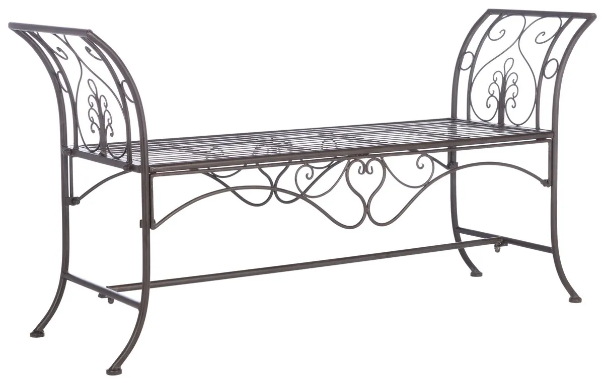 ADINA WROUGHT IRON 51.25 INCH W OUTDOOR GARDEN BENCH