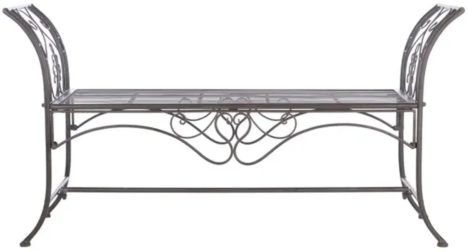 ADINA WROUGHT IRON 51.25 INCH W OUTDOOR GARDEN BENCH