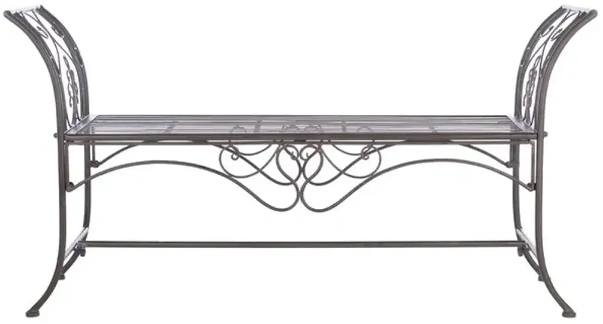 ADINA WROUGHT IRON 51.25 INCH W OUTDOOR GARDEN BENCH