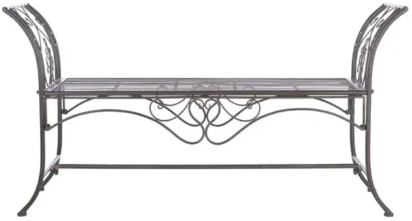 ADINA WROUGHT IRON 51.25 INCH W OUTDOOR GARDEN BENCH