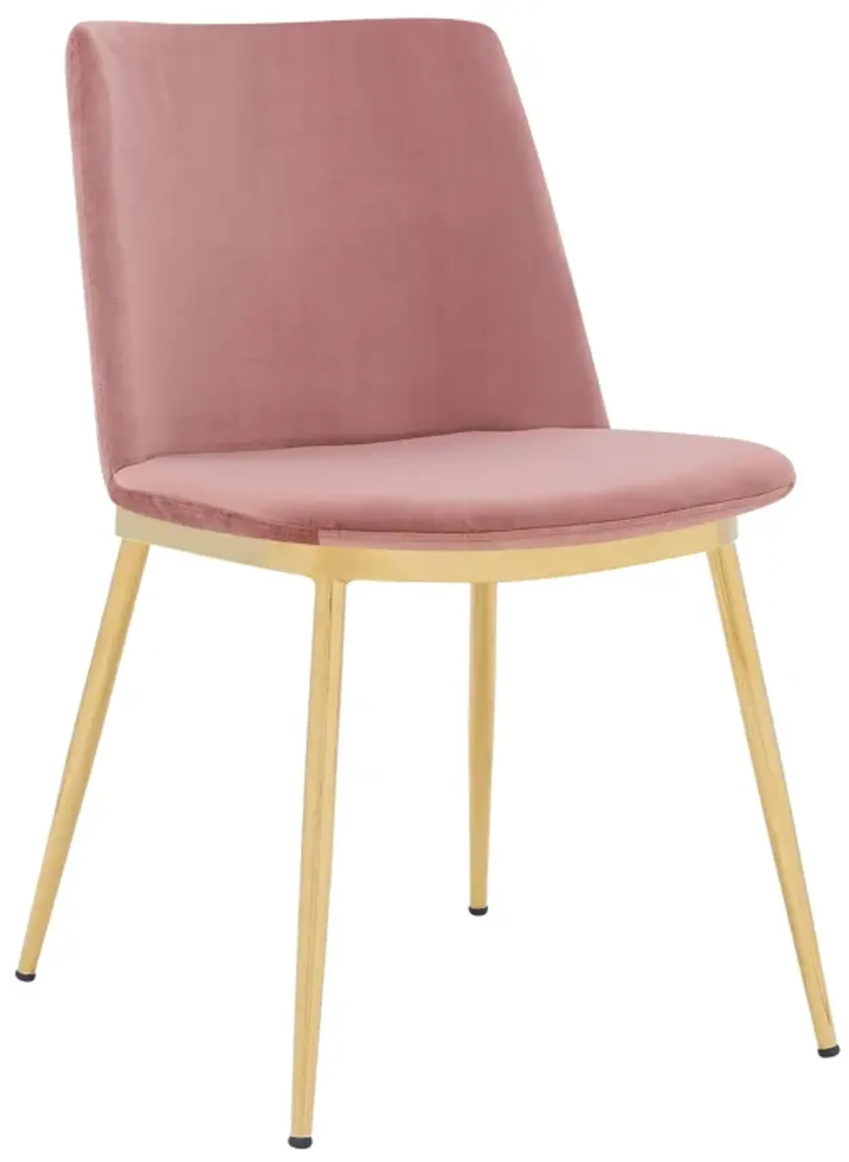 Messina Modern Pink Velvet and Gold Metal Leg Dining Room Chairs - Set of 2