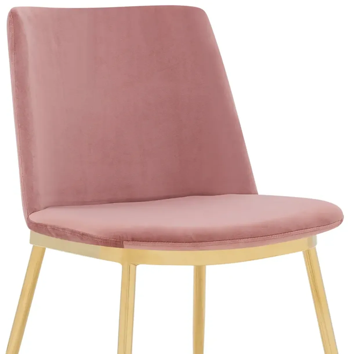 Messina Modern Pink Velvet and Gold Metal Leg Dining Room Chairs - Set of 2