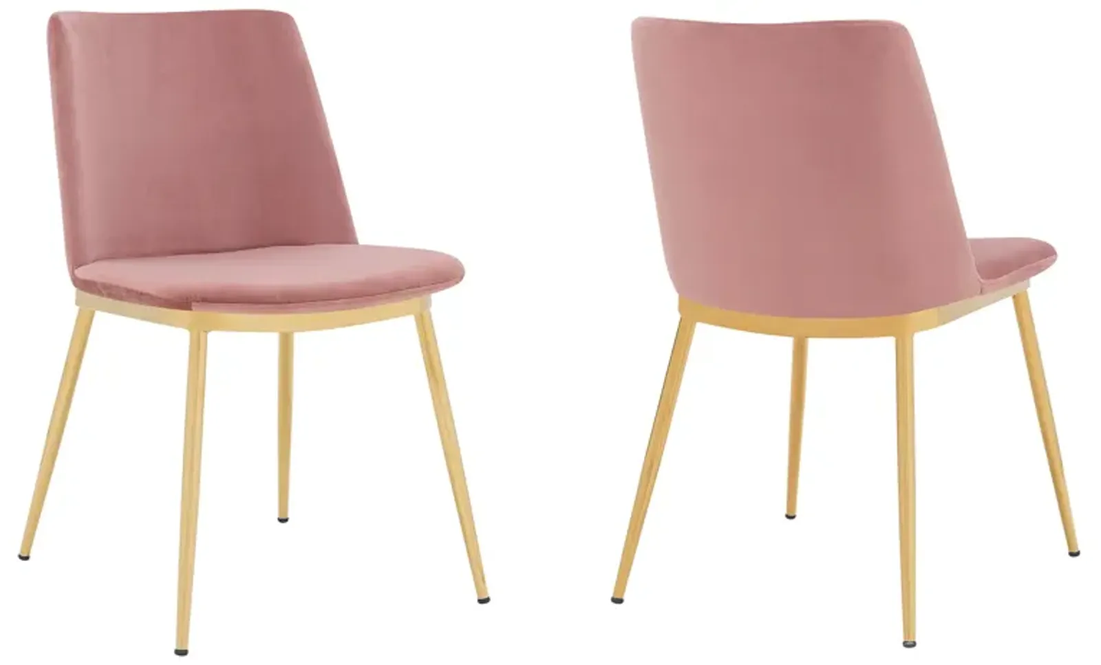 Messina Modern Pink Velvet and Gold Metal Leg Dining Room Chairs - Set of 2