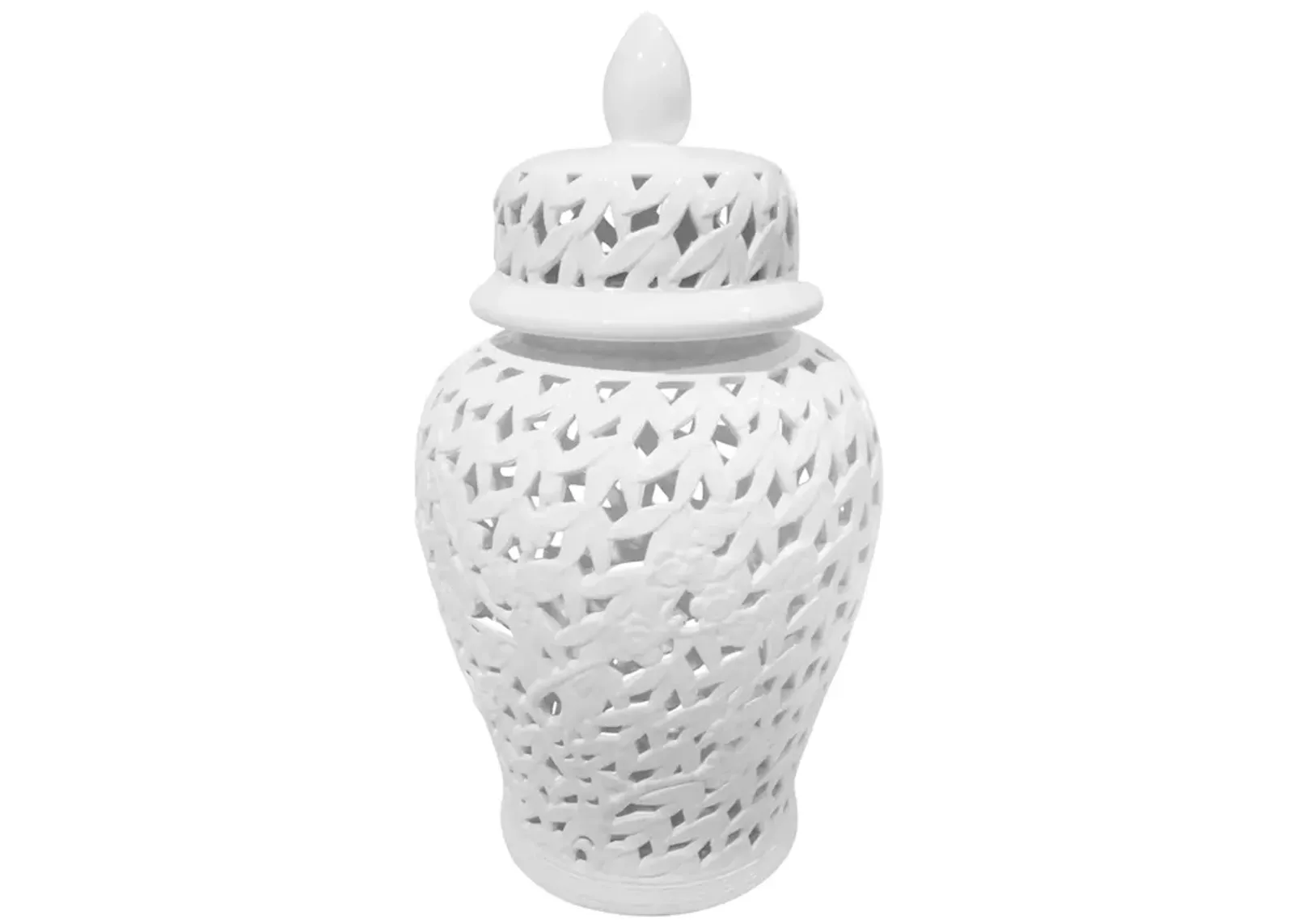 Pierced White Temple Jar 24"