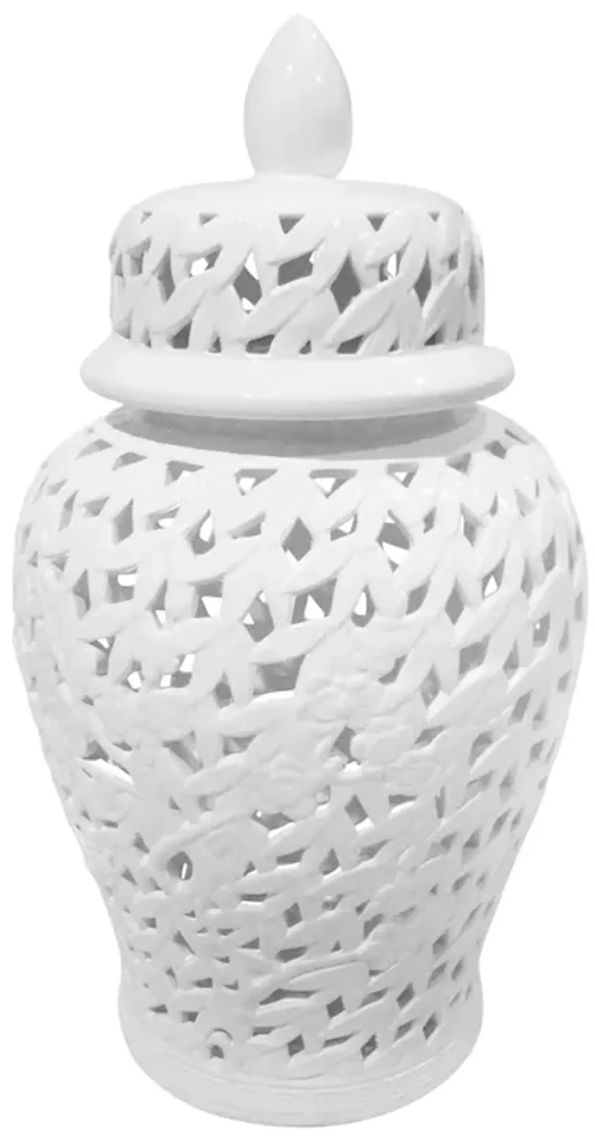 Pierced White Temple Jar 24"