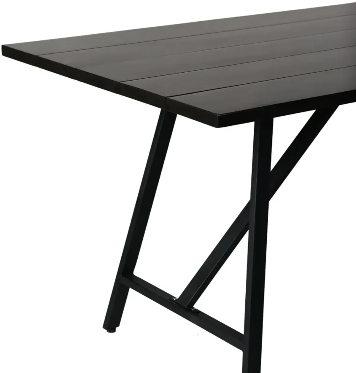 Koala Outdoor Patio Dark Eucalyptus Wood and Metal Rectangle Dining Table