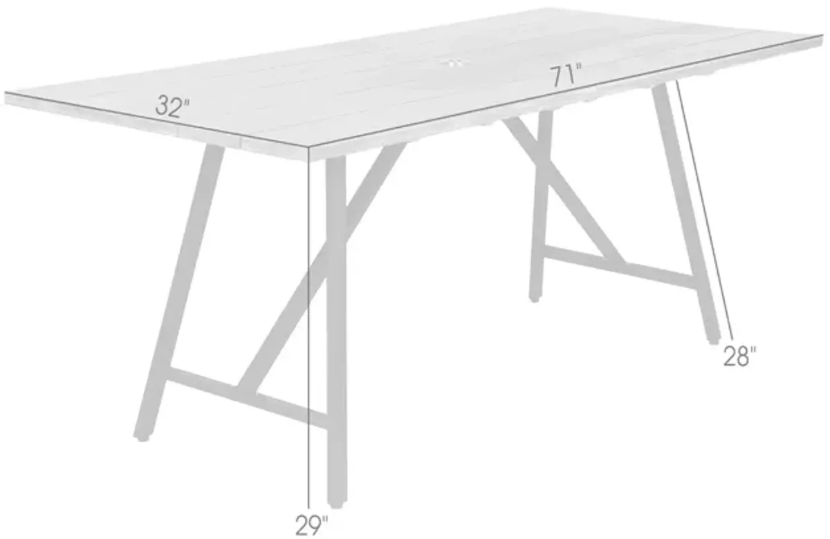 Koala Outdoor Patio Dark Eucalyptus Wood and Metal Rectangle Dining Table