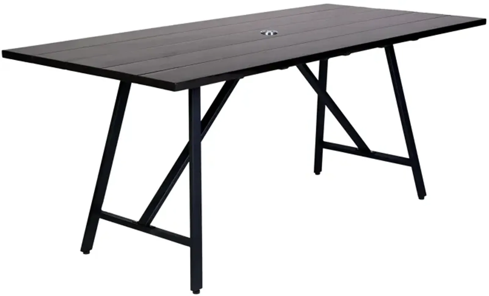 Koala Outdoor Patio Dark Eucalyptus Wood and Metal Rectangle Dining Table