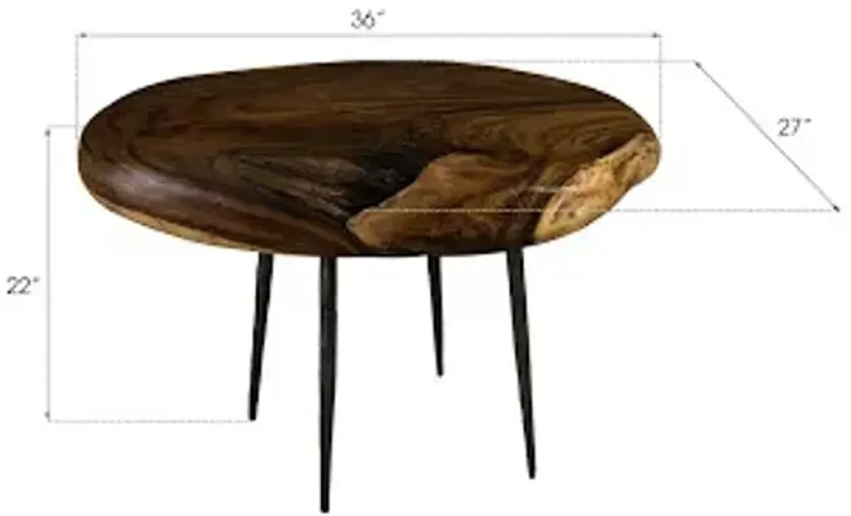 skipping stone side table, forged legs