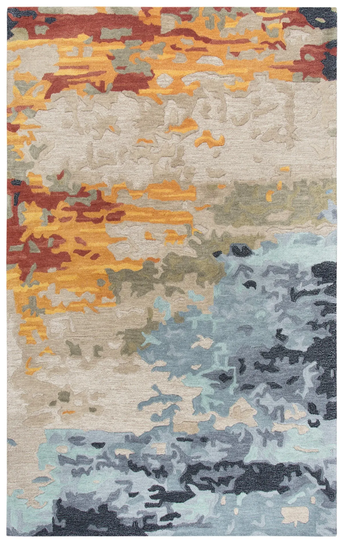 Mod Tan/Multi Abstract Wool/Tencel 8' x 10' Rectangle Rug