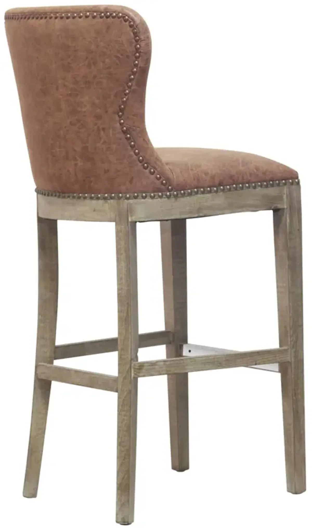 dorsey pu bar stool drift wood legs, nubuck chocolate