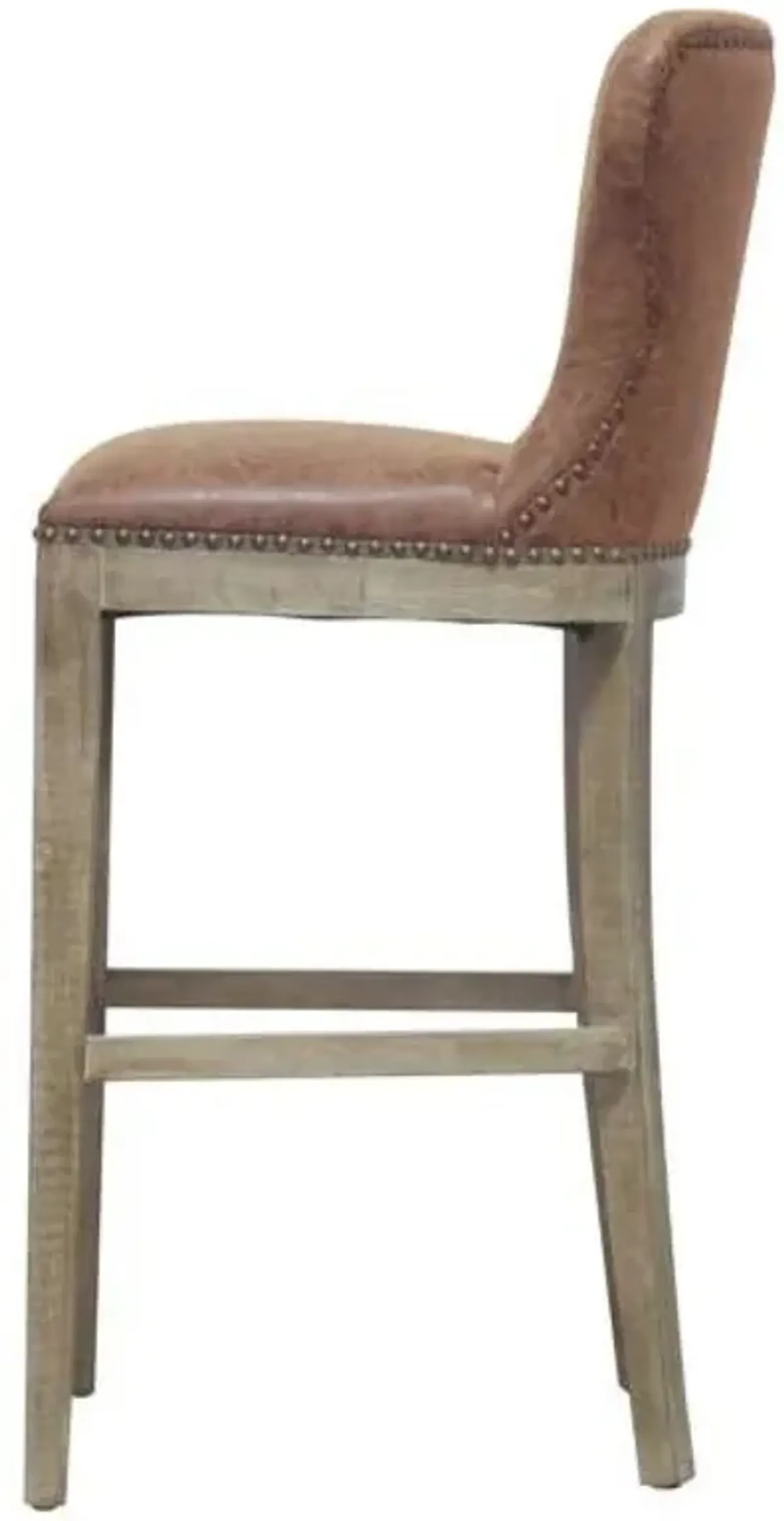 dorsey pu bar stool drift wood legs, nubuck chocolate