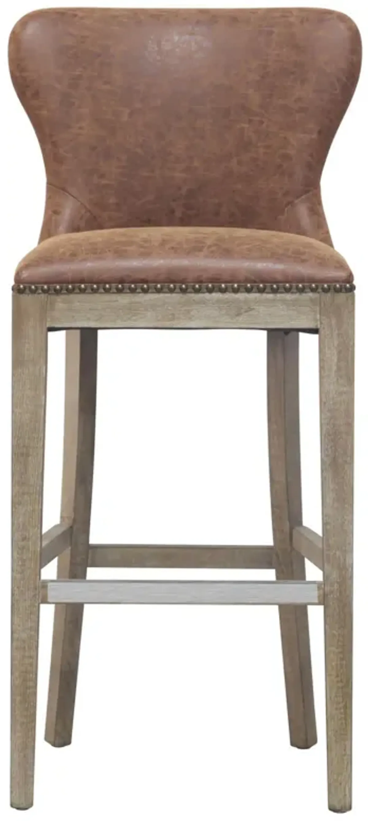 dorsey pu bar stool drift wood legs, nubuck chocolate